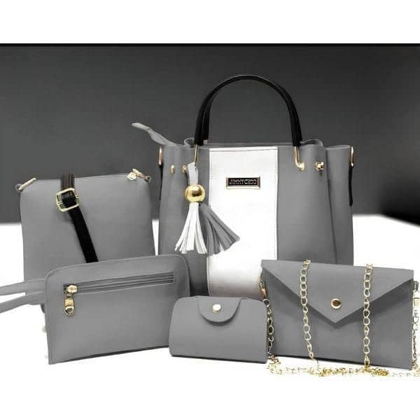 Stylish Women's PU Leather Hand Bag Set - 5 Pcs 0