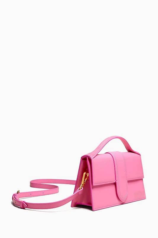 woman pu leather plain hand bag color pink 2