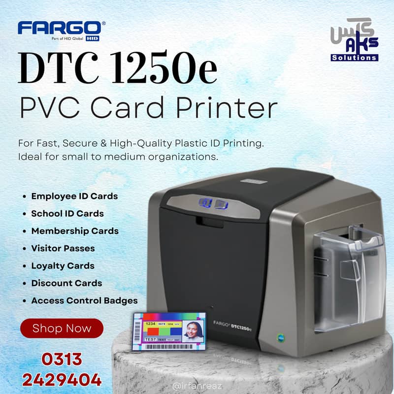 HID FARGO DTC1250e - PVC ID Card Printer - Plastic Card Printer 0