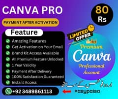 CANVA Pro Software Payment After Activation