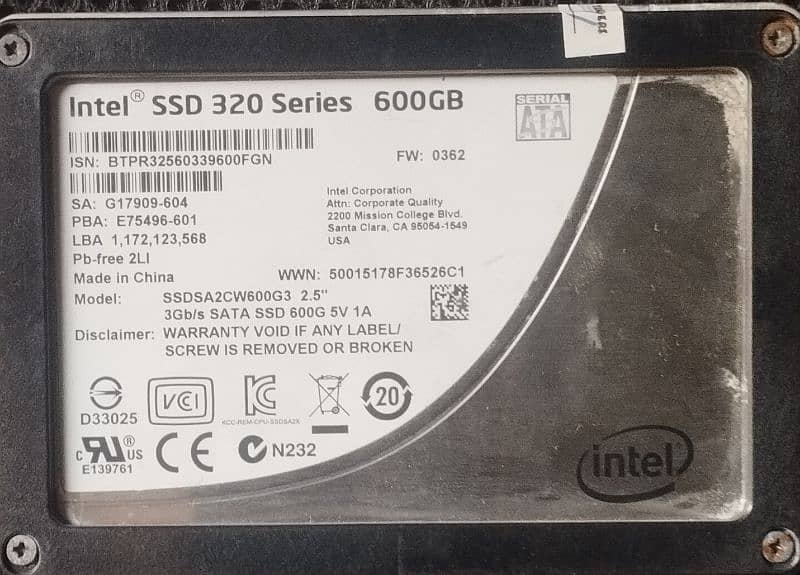 Intel SSD 320 Series 600GB 0