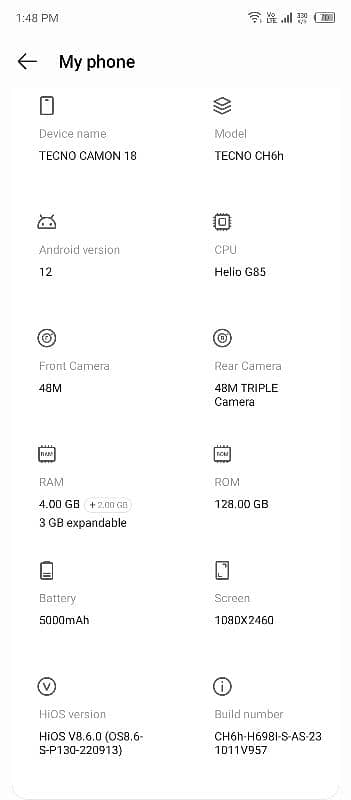 tecno camon 18 6+3 128 exchange bhi ho sakta hai 9