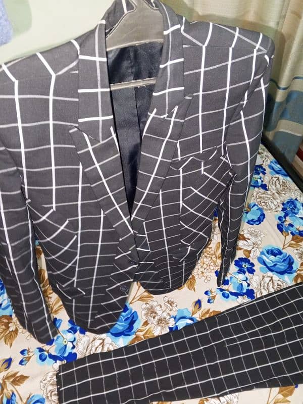 2pc formal black check coat and pant 2