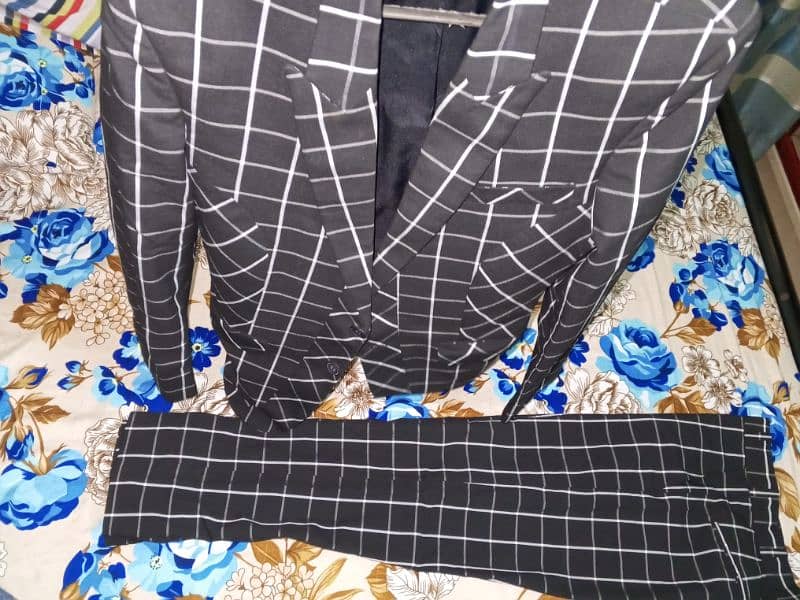 2pc formal black check coat and pant 4