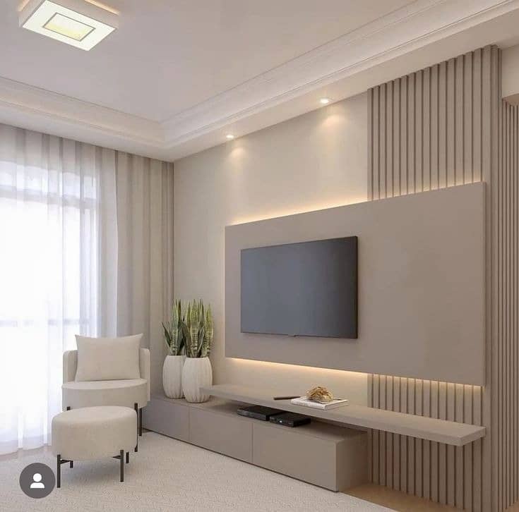 Media Wall / media wall with fire place / PVC Cabinets / home decor 1