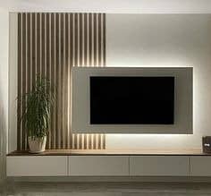 Media Wall / media wall with fire place / PVC Cabinets / home decor 2