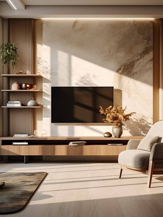Media Wall / media wall with fire place / PVC Cabinets / home decor 5