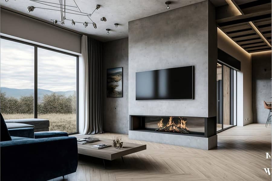 Media Wall / media wall with fire place / PVC Cabinets / home decor 19