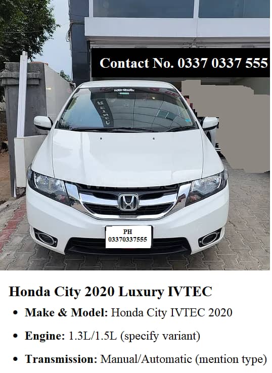 Honda City IVTEC 2020 | 0337 0337 555 0