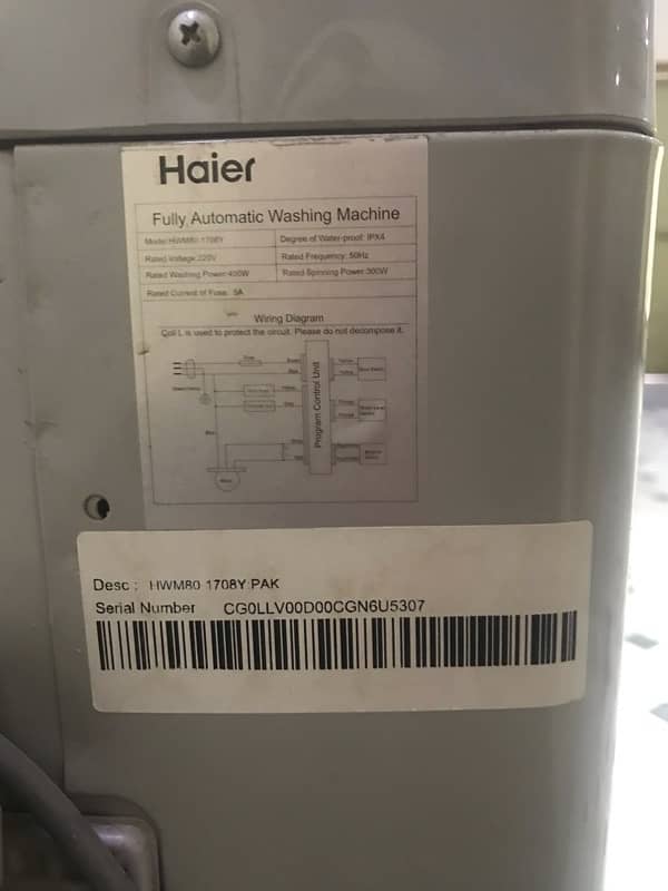 Haier Automatic Washing machine model HWM80-1708y 8.5 kg 4