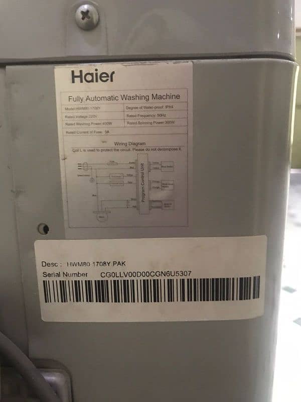 Haier Automatic Washing Machine Model HWM80-1708y condition10/10 1