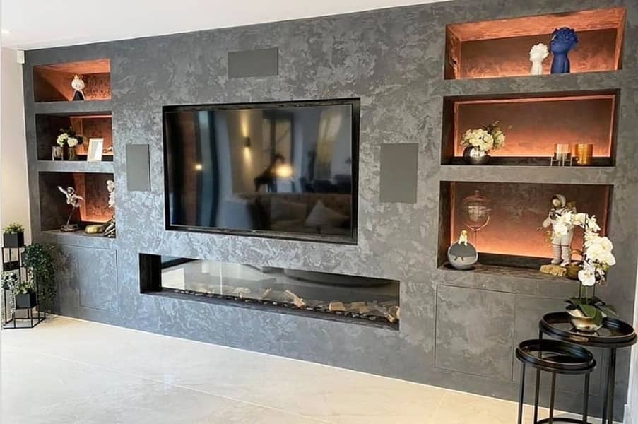 Media Wall/media wall with fire place/PVC Cabinets/home decor 11