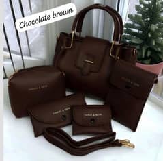 Girl leather plain bag 5 set