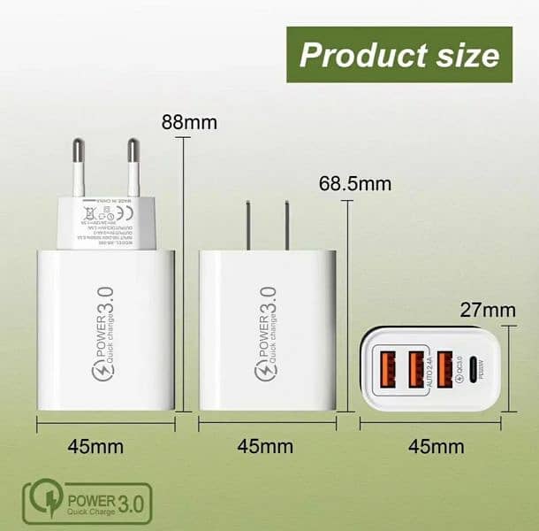 20W PD C Type and 03 Ports USB Type Quick Charger 4