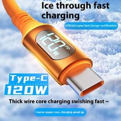 120W super fast type C charging cable With digital display