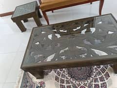 beautiful carved center table and two side tables