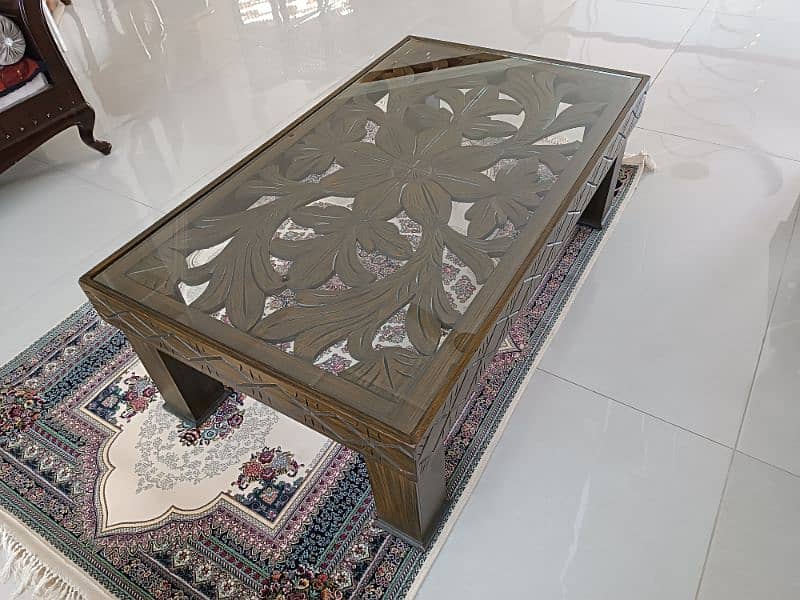 beautiful carved center table and two side tables 1