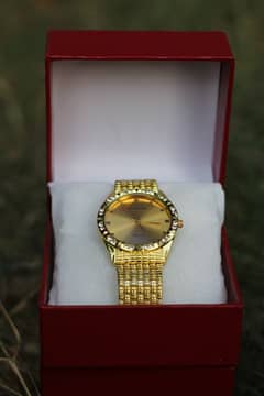 Rado Elegant Gold-Plated Analog Watch with Crystal Accents