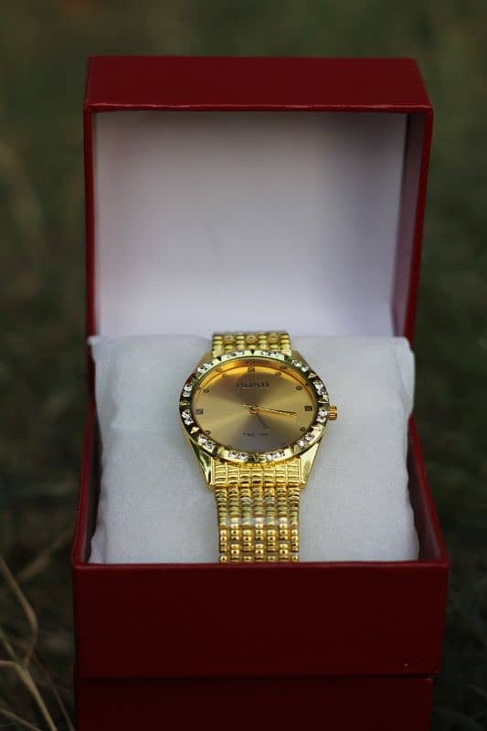 Rado Elegant Gold-Plated Analog Watch with Crystal Accents 0