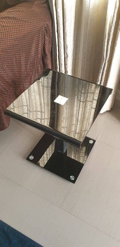 Side Corner Table Black Glossy Set of 4 0