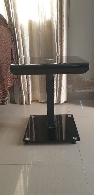 Side Corner Table Black Glossy Set of 4 1