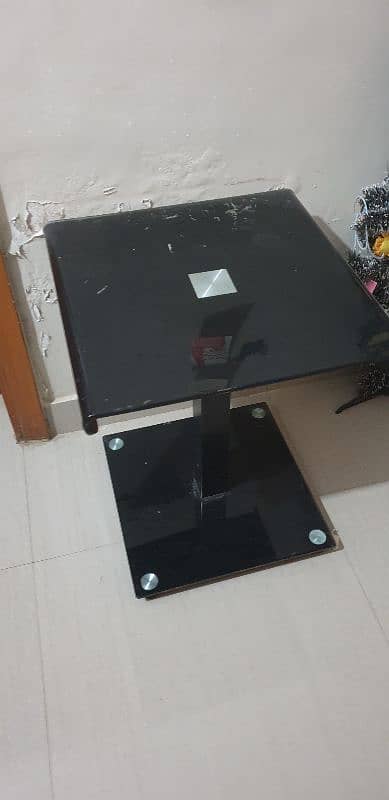 Side Corner Table Black Glossy Set of 4 8