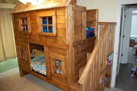 Kids' Wodden Space-saving Bunk Bed for 2 Kids