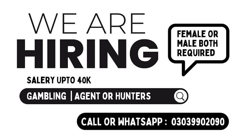 Games Agent or Hunters Required | Job Available 0