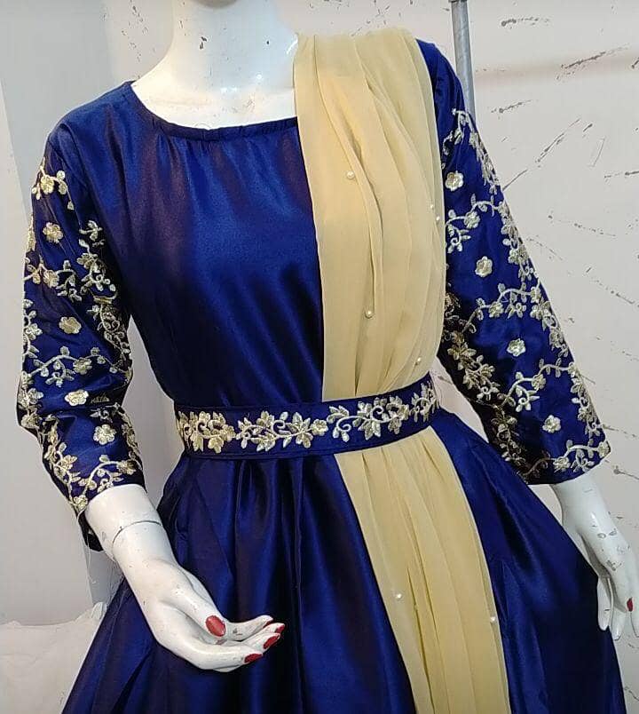 long frocks / maxi / Embroidery Maxi With Pearls Attached Dupatta 5