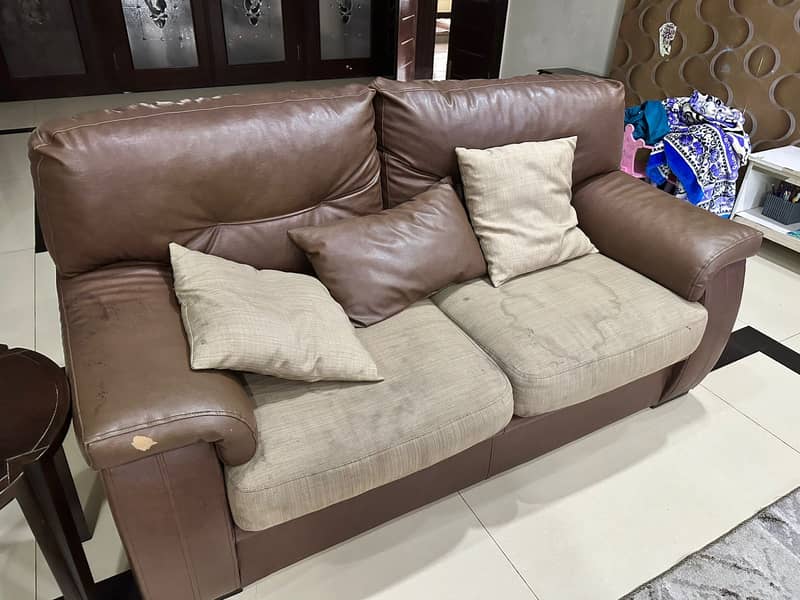 Sofa Set//wooden Sofa with 3 Center Table//9 Seater Sofa/leather Sofa 8