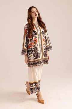 stunning printed woman's stitched shirt and trouser set -2 set