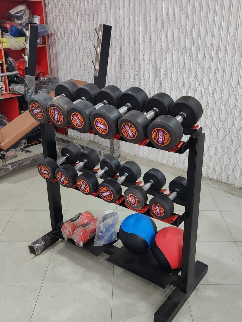 DUMBELLS RODS, WEIGHT PLATES GYM , RUBBER COATED DUMBELLS 3