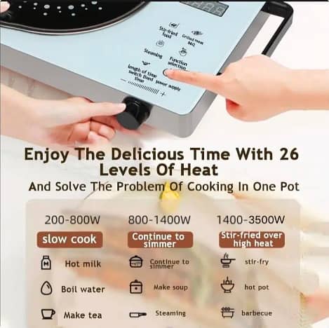 Portable Electric Stove - 1 Pc Stainless Steel Cooktop for Indoor and 4