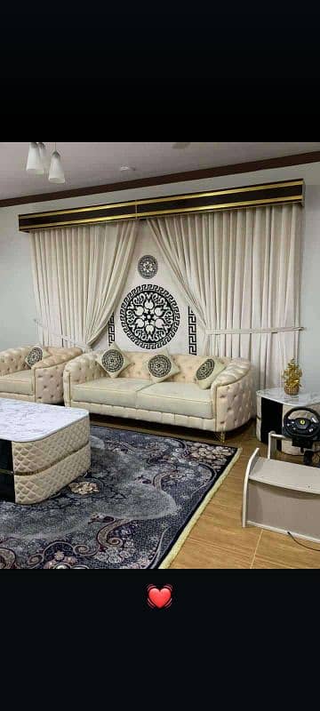 We have a curtain of sofa Poshish. Contact number 03469609848 15