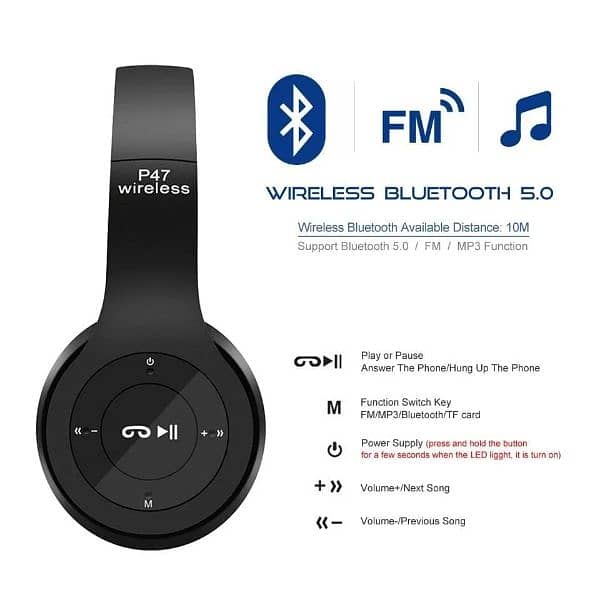 Wireless Headphones,P47 Bluetooth Foldable  Headset with Microphones, 6