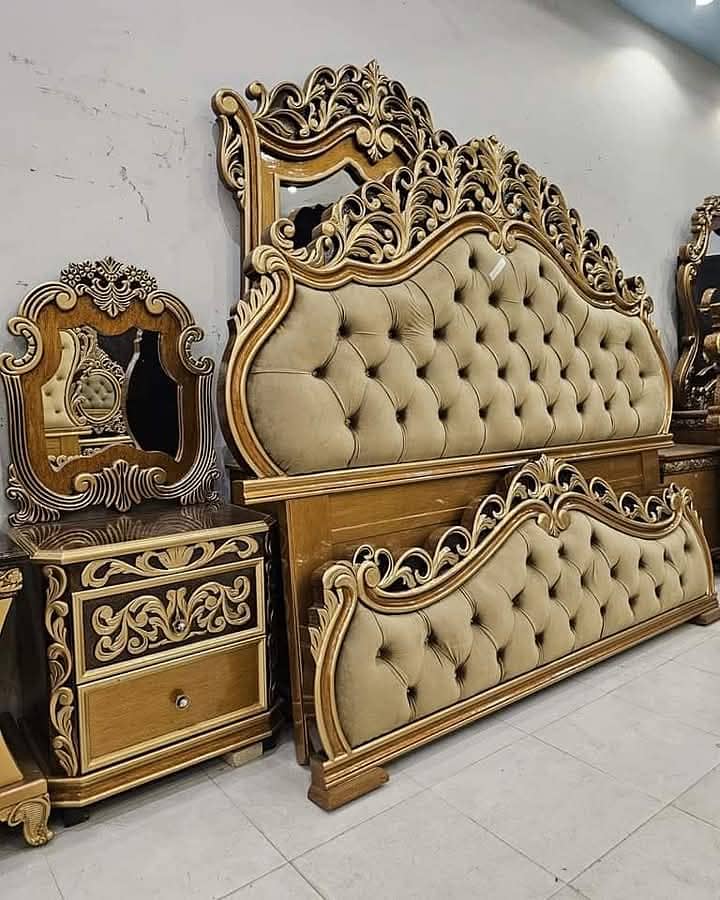 Double bed/chiniot king size bed/dressing table/bed set/wooden bed/bed 2