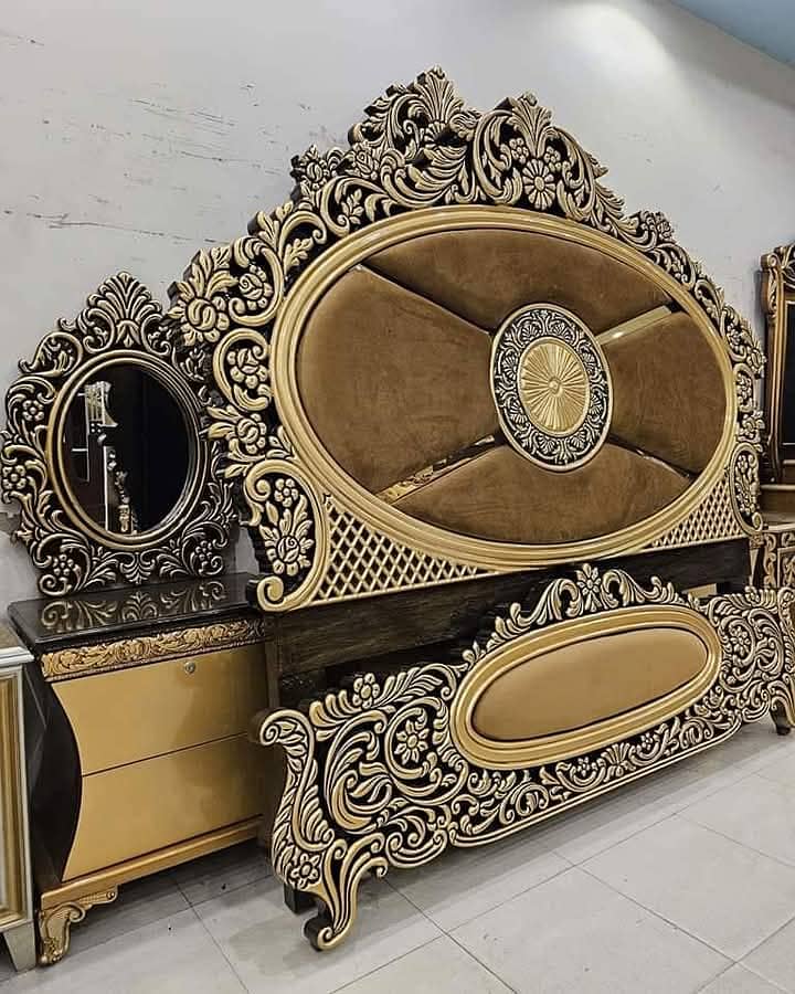 Double bed/chiniot king size bed/dressing table/bed set/wooden bed/bed 4