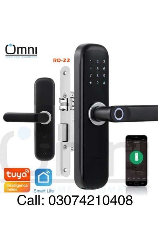 Biometric Face Smart Tuya Handle door lock glass To glass wifi 1