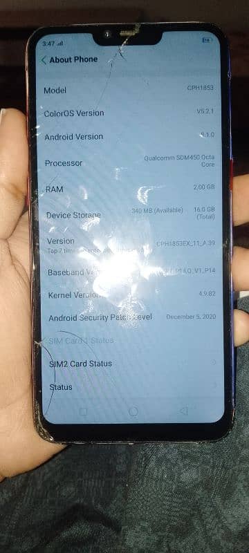 oppo A3s for sale and also change with any  techno mobile 1