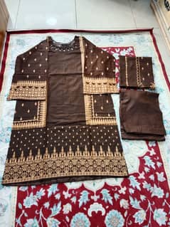 Stitched Dhanak 3 pcs suit