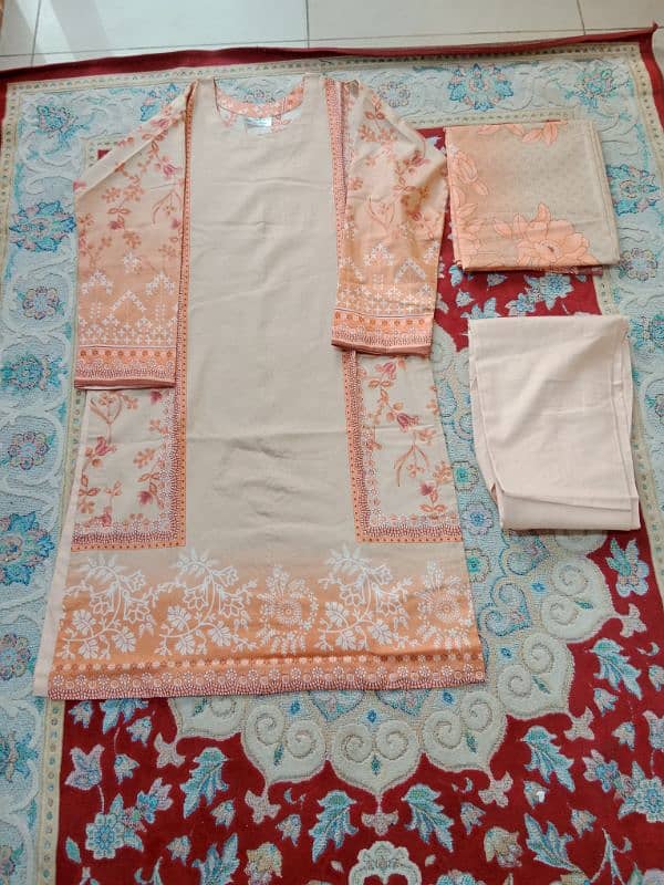 Stitched Dhanak 3 pcs suit 1