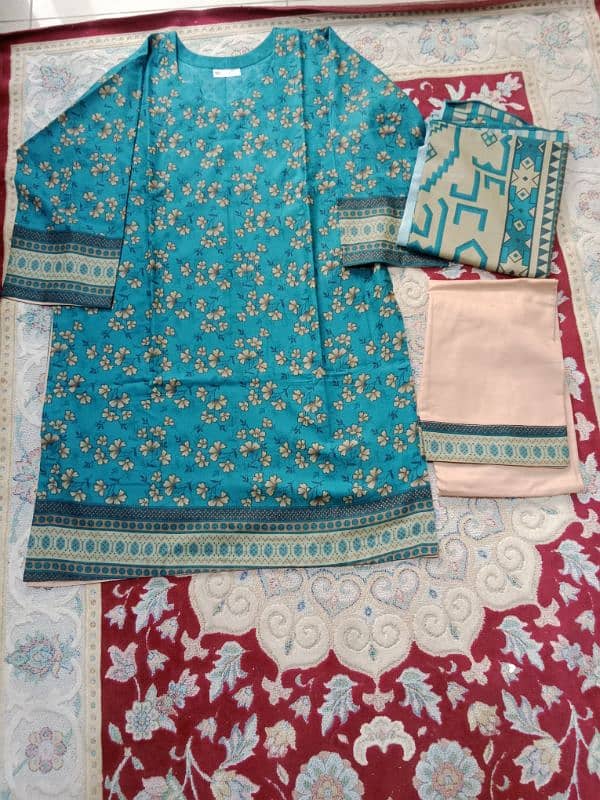 Stitched Dhanak 3 pcs suit 3