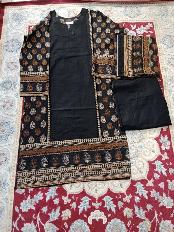 Stitched Dhanak 3 pcs suit 4