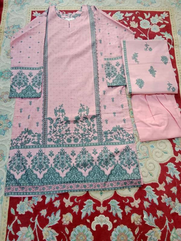 Stitched Dhanak 3 pcs suit 5