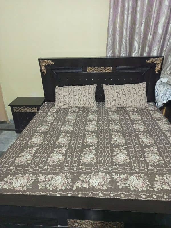 Double Bed With 2 Side Tables + Mattress 2