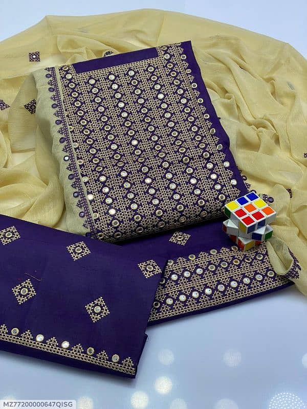 •  Shirt Fabric: Cotton Lawn •  Pattern: Sequins Embroider 0