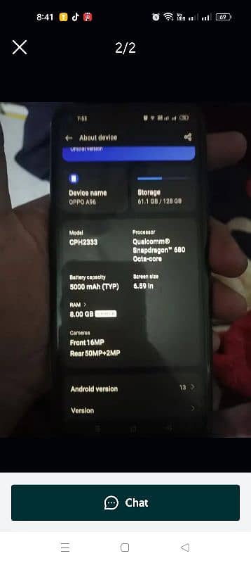 Oppo A96 8+8/128 GB (Mobile+Charger) 1