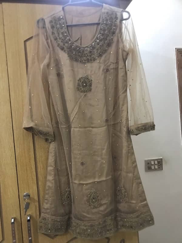 Heavy Embroidered net Shirt and Silk flappers including net dupatta 0