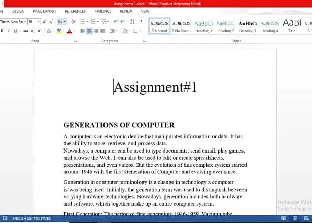 handwriting and MS word assignment work 2