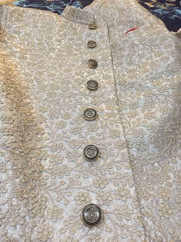 Embroidered Sherwani + Qulla + Maala + shoes for sale 8